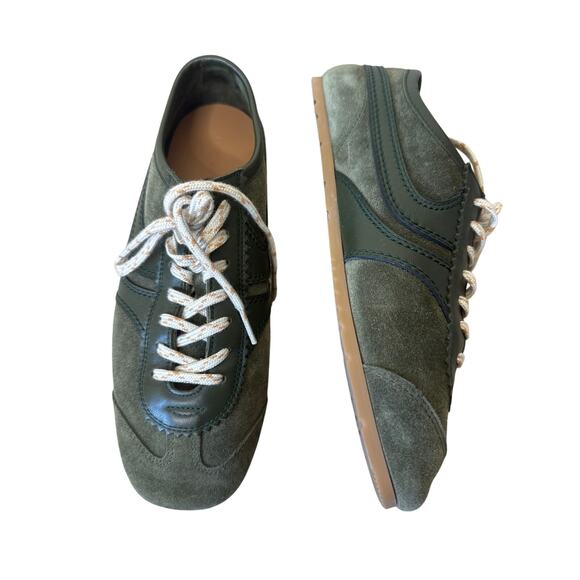 Dries Van Noten Dustin Suede Green Low Top Sneakers Size 38 - Picture 2 of 8